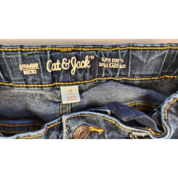 Cat & Jack Jeans Girls Size 10 Straight Skinny Denim Dark Blue - Picture 3 of 7